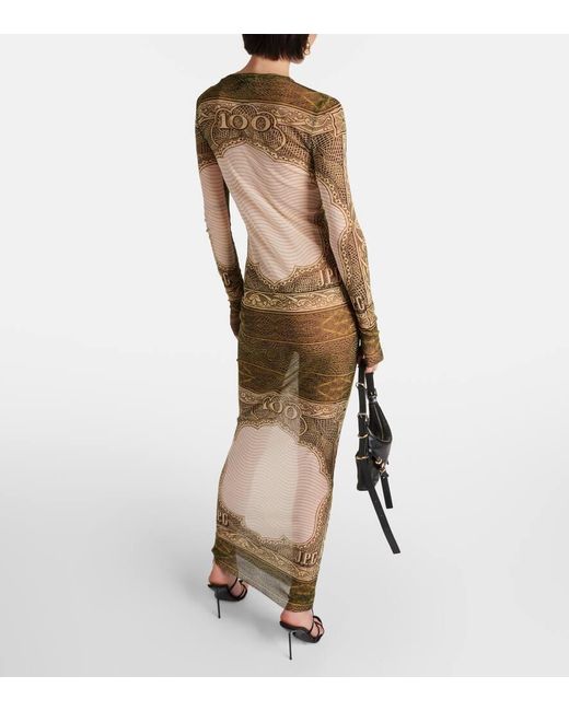 Jean Paul Gaultier Natural Printed Mesh Maxi Dress
