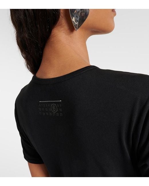 MM6 by Maison Margiela Black Pleated Cotton Midi Dress