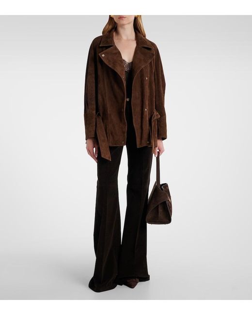 Nour Hammour Brown Buffy Suede Jacket