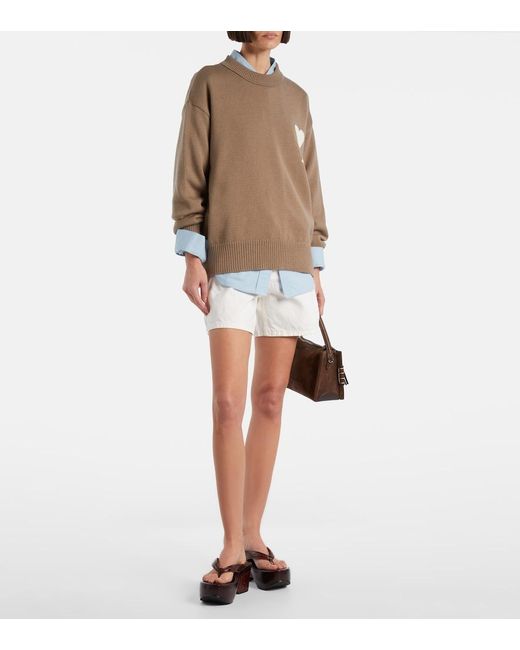 AMI Brown Ami De Cour Wool And Cotton Sweater