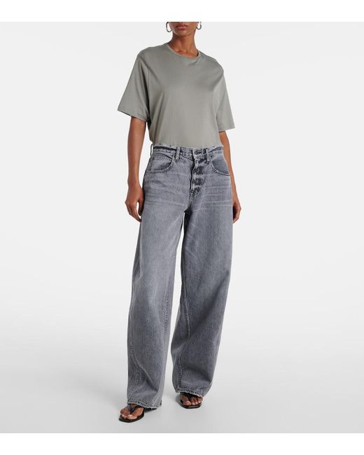 SLVRLAKE Denim Gray Alex Mid-Rise Wide-Leg Jeans