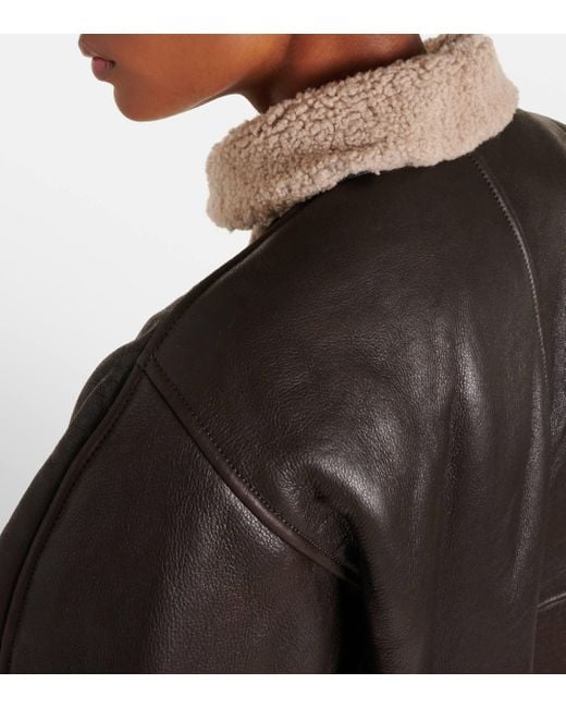 Brunello Cucinelli Black Shearling-Lined Leather Jacket