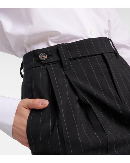 Brunello Cucinelli Black Pinstripe Wool And Cotton Midi Skirt