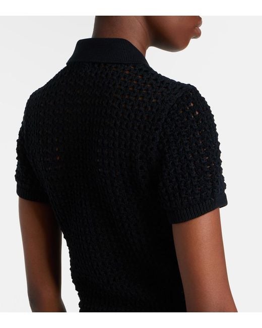 Polo Ralph Lauren Black Crochet-Trimmed Cotton Poplin Midi Dress