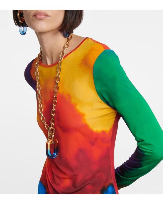 Rabanne Blue Printed Jersey Top