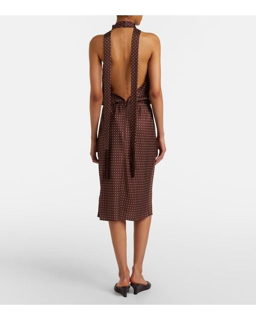 Posse Purple Phoebe Polka-Dot Halterneck Midi Dress