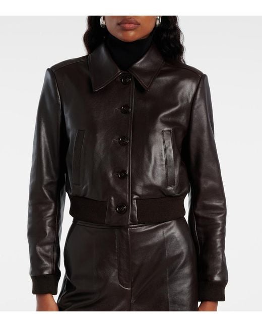 Dorothee Schumacher Black Sleek Statement Cropped Leather Jacket