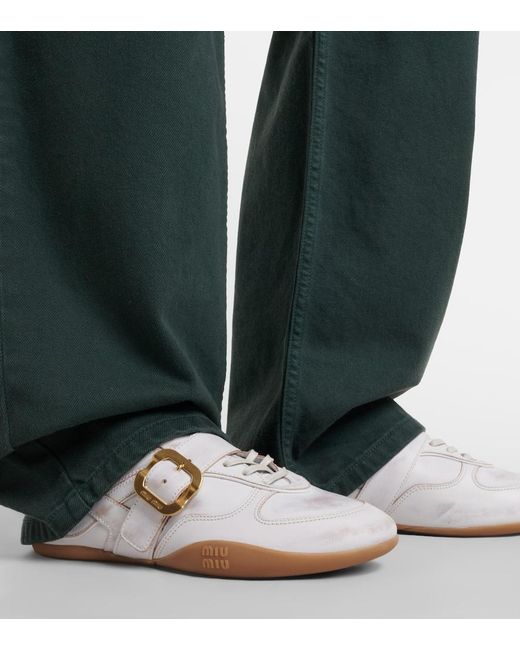 Miu Miu White Gymnasium Leather Sneakers