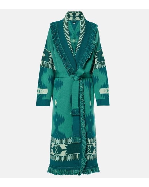 Alanui Green Icon Wool Jacquard Coat