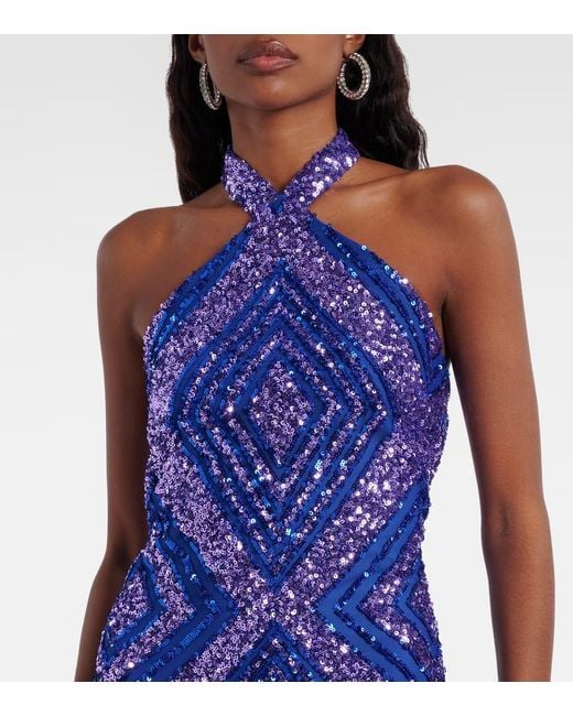 ‎Taller Marmo Blue Maxikleid Nina Mit Pailletten