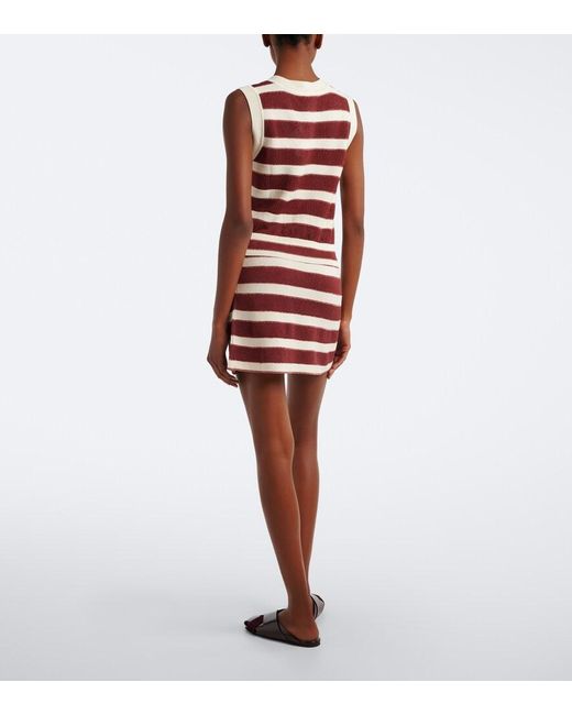 Eres Red Intervalle Knitted Striped Cotton-Blend Lame Miniskirt