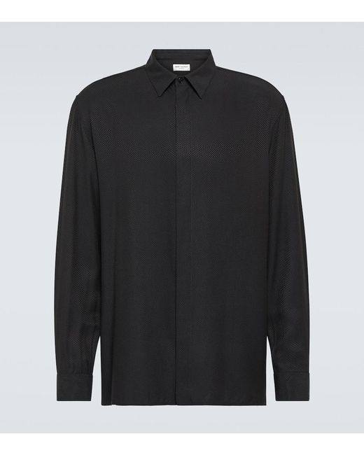 Camicia in pique di Saint Laurent in Black da Uomo