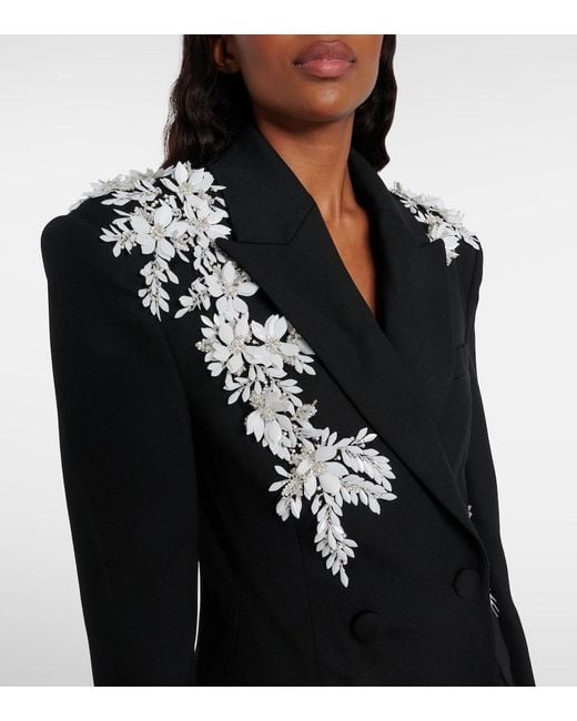 Rebecca Vallance Black Danna Floral-Applique Blazer
