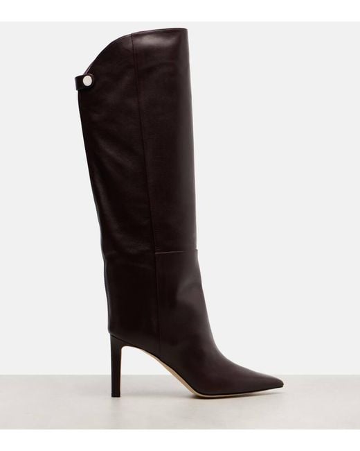 Jimmy Choo Brown Alizze 85 Leather Knee-High Boots