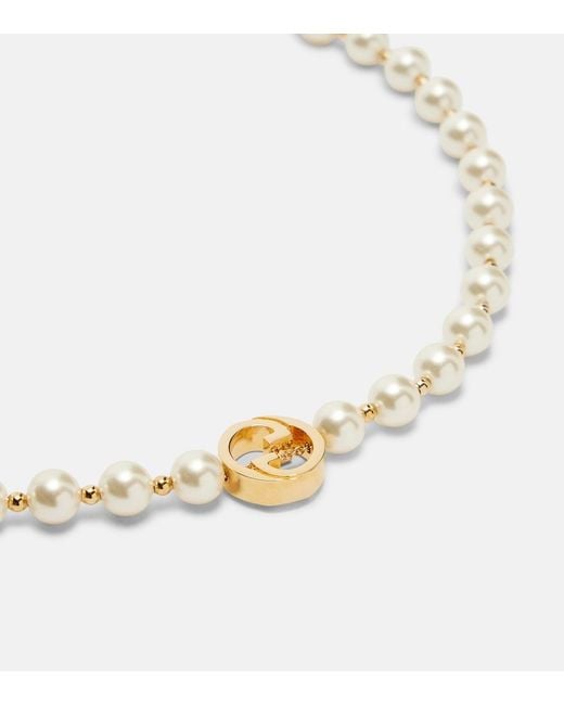 Gucci White Interlocking G Pearl Necklace