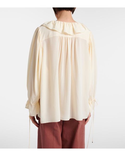 Chloé White Ruffled Silk Blouse