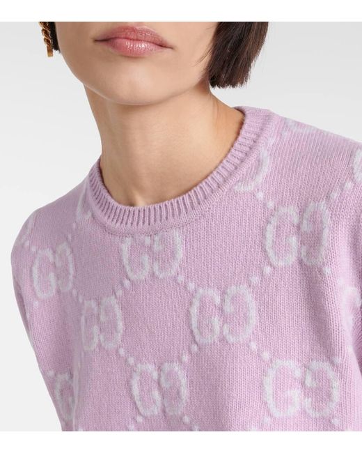 Top de lana con GG Gucci de color Pink