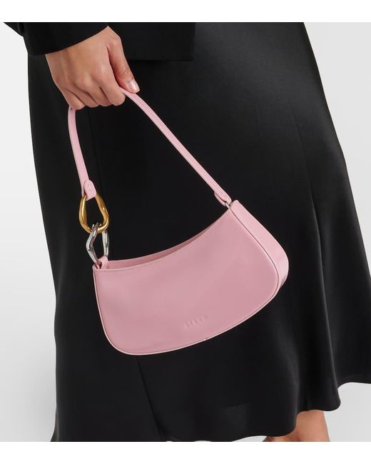 Staud Pink Ollie Leather Shoulder Bag