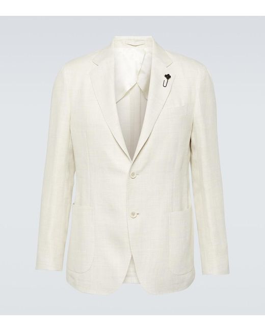 Lardini White Single-breasted Linen And Wool Blazer for men