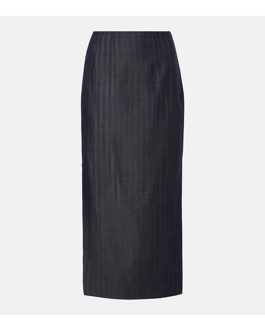 Etro Blue Wool-Blend Pencil Skirt