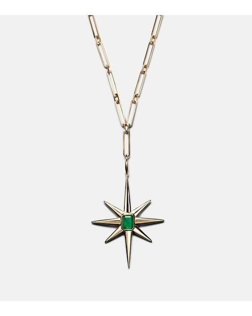 SHAY White Starburst 18Kt Necklace With Emerald And Diamonds