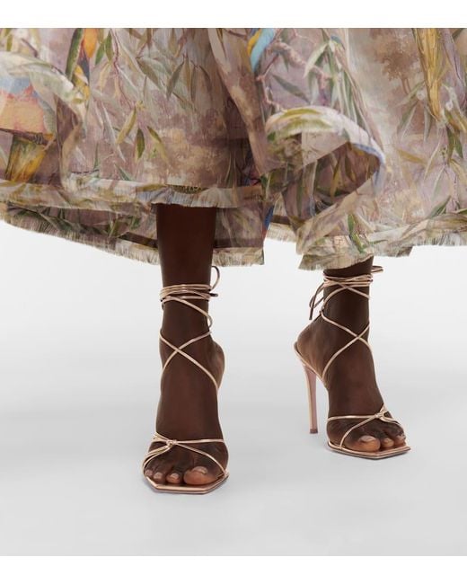 Gianvito Rossi Natural Sandalen Aus Metallic-Leder