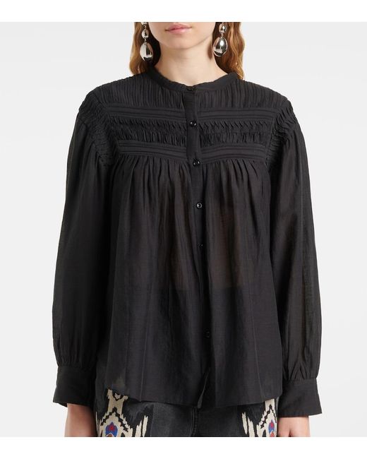 Isabel Marant Black Plalia Cotton-Blend Top