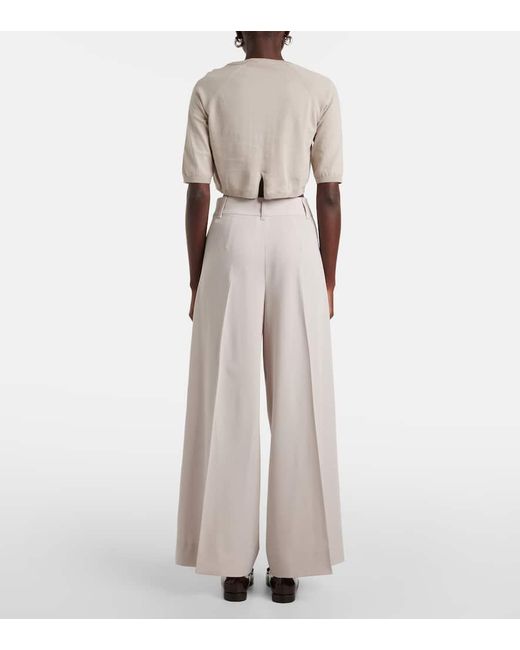 Max Mara White Nichols Wool Wide-Leg Pants