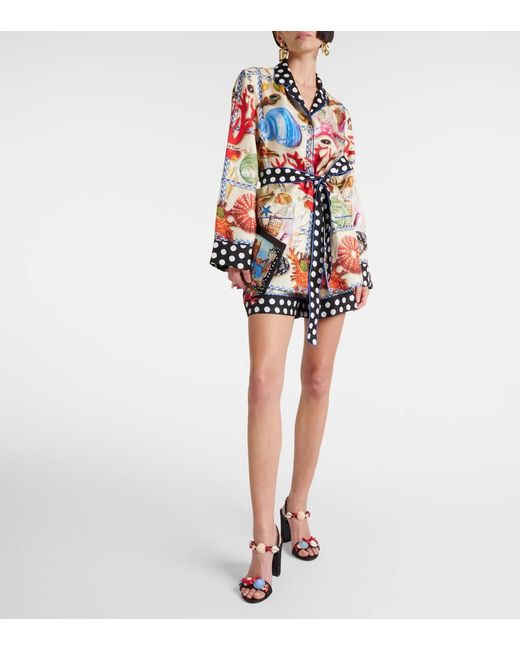 Dolce & Gabbana Multicolor Capri Printed Silk Satin Shirt