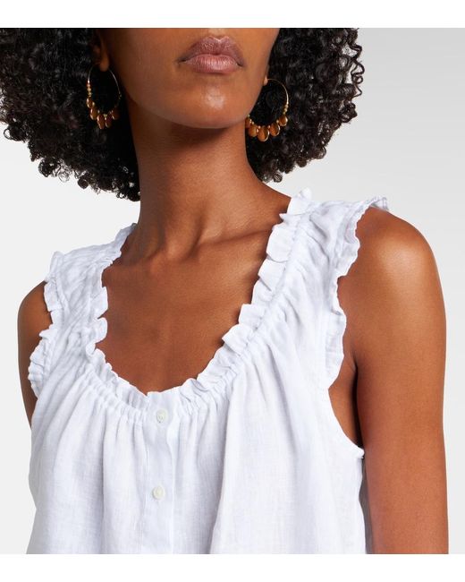 Velvet White Tana Linen Top