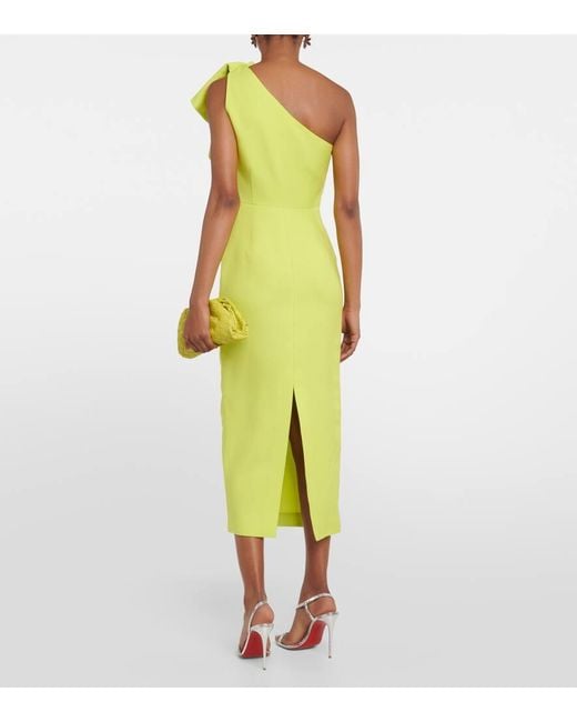 Roland Mouret Yellow One-Shoulder Wool-Blend Midi Dress