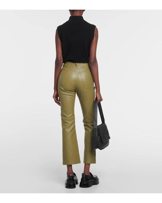 Joseph Green Stretch Duke Leather Straight Pants