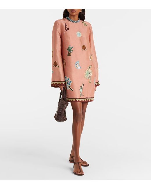 ALÉMAIS Pink X Lrnce Laurence Linen And Silk Minidress