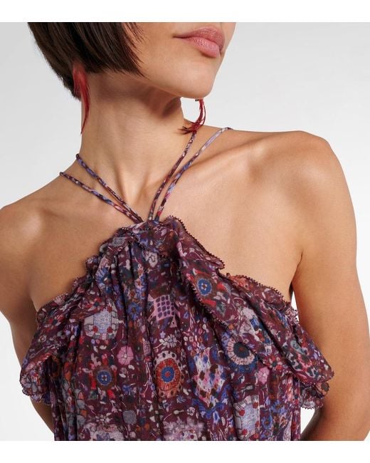 Isabel Marant Purple Betty Floral Halterneck Minidress