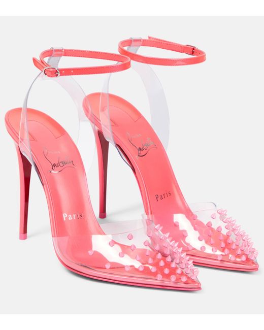 Christian Louboutin Pink Spikoo 100 Pvc And Leather Pumps