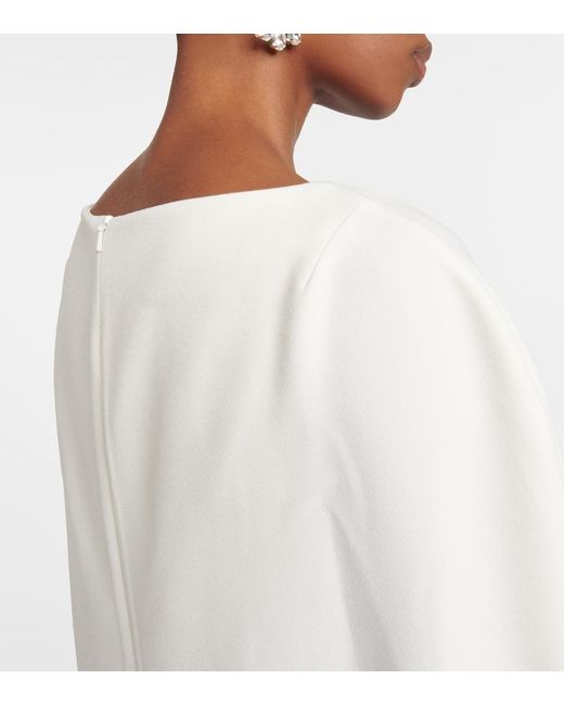 Safiyaa White Abrielle Embellished Caped Gown