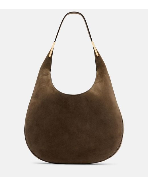 SAVETTE Brown Florence Medium Suede Shoulder Bag