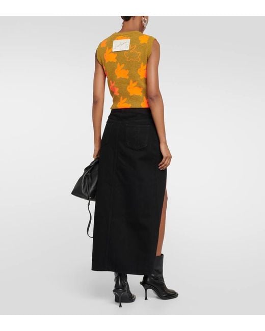 J.W. Anderson Black Asymmetric Denim Maxi Skirt