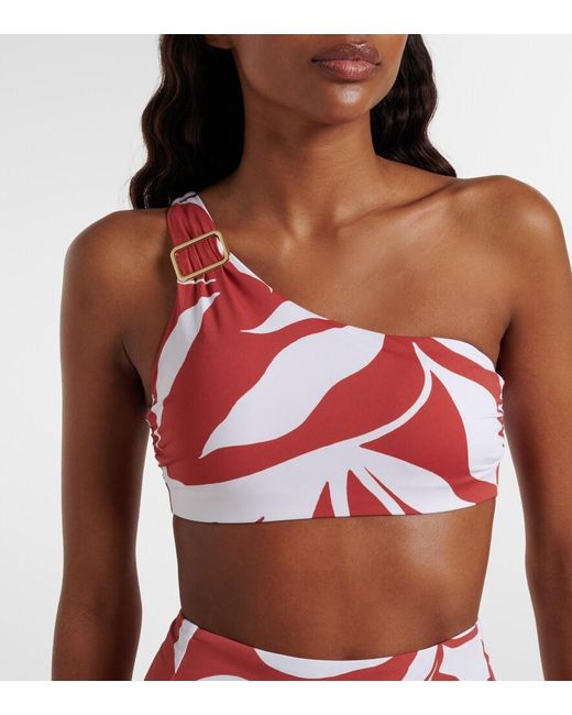 Max Mara Red Argenta Printed One-Shoulder Bikini Top