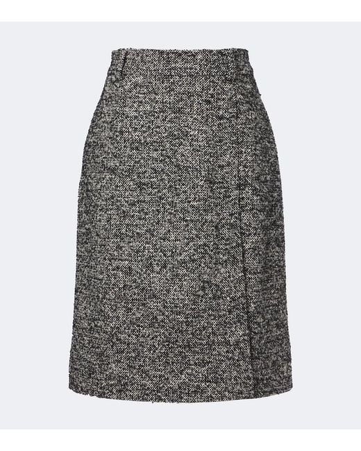 Dolce & Gabbana Gray Wool, Silk, And Alpaca-Blend Tweed Pencil Skirt