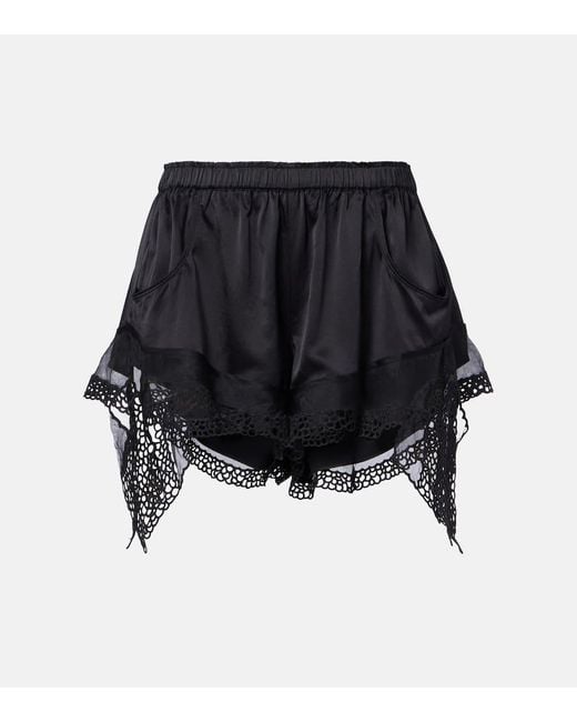 Shorts Ildana En Mezcla De Seda Con Encaje Isabel Marant de color Black