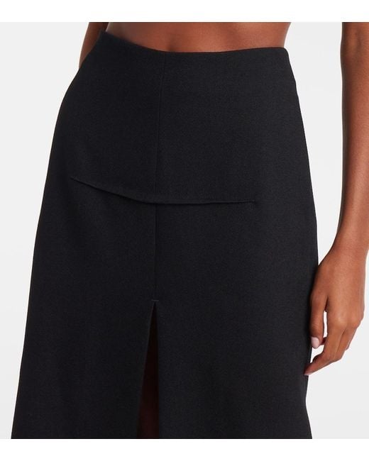 Rick Owens Black High-Rise Virgin Wool Maxi Skirt