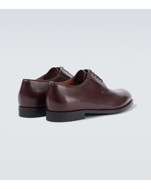 Zegna Brown Leather Derby Shoes for men
