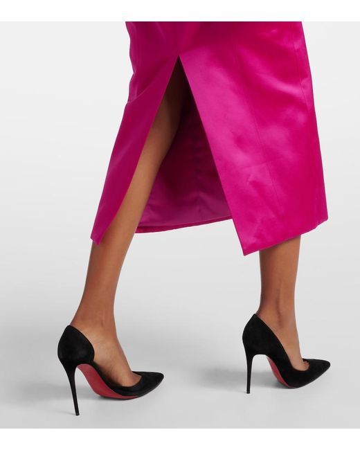 Miss Sohee Pink Embellished Satin Midi Dress