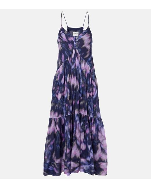 Vestido Largo Sabba De Algodon Estampado Isabel Marant de color Blue