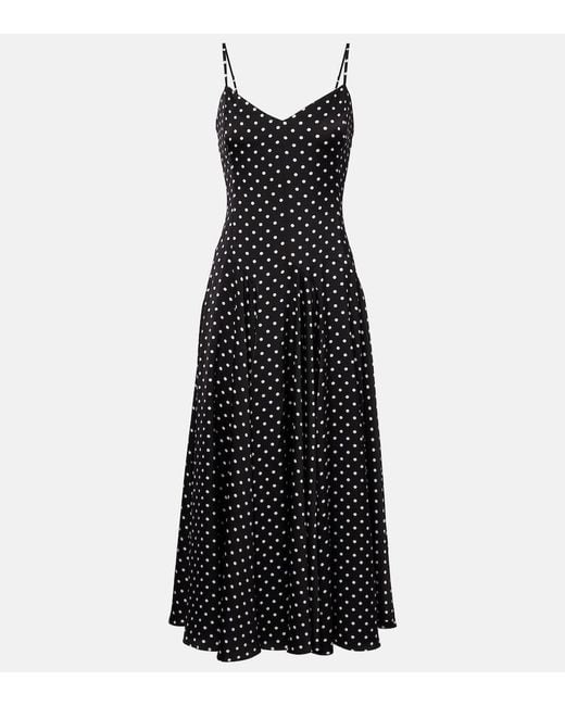 Vestido Midi Con Lunares Polo Ralph Lauren de color Black