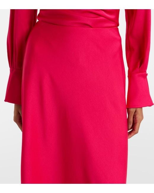 Jonathan Simkhai Red Kiri Satin Maxi Skirt