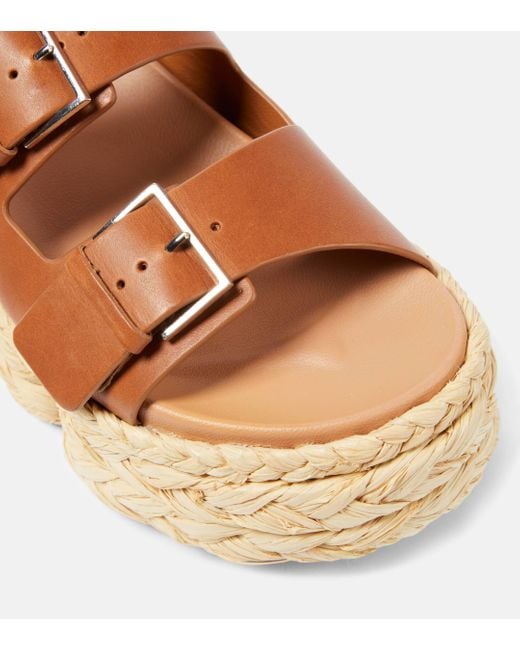 Robert Clergerie Brown Qiana Leather Platform Sandals