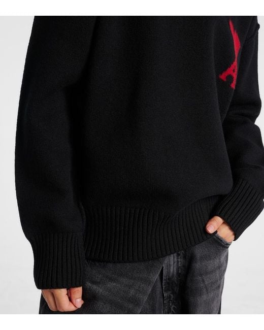 AMI Blue Ami De Cour Virgin Wool Turtleneck Sweater