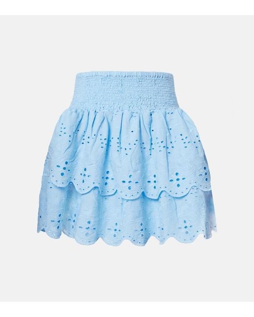 Melissa Odabash Blue Riri Broderie Anglaise Cotton Miniskirt